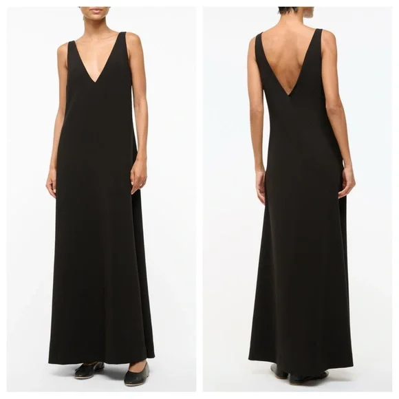 Staud Zora black plunge neck maxi gown dress - Picture 2 of 9